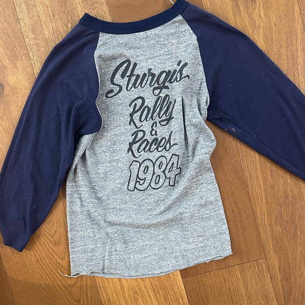 Vintage Gray and Blue Long Sleeve Tee - Picture 4 of 5
